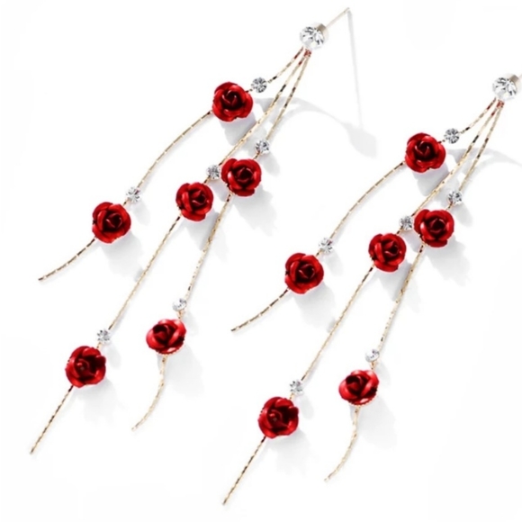 Rose Petal Drop Earrings - Picture 4 of 5